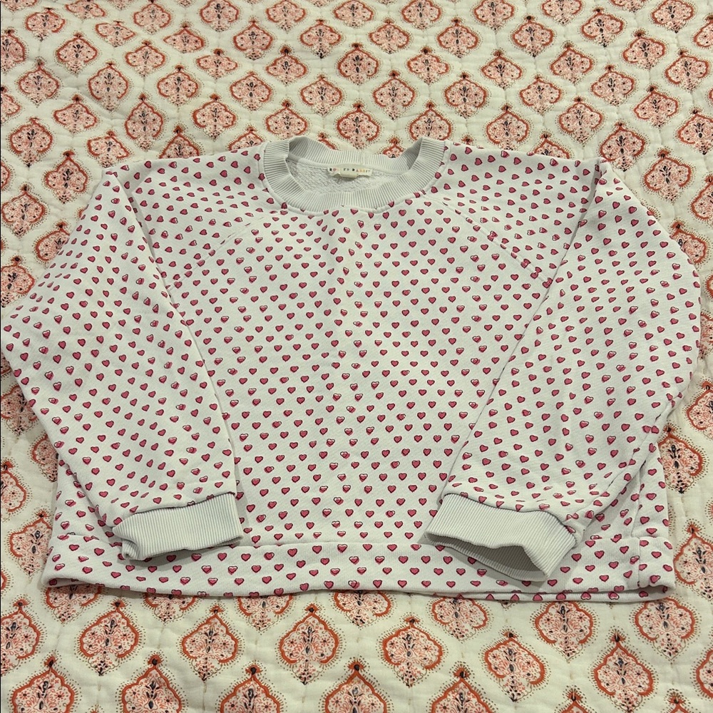Roller Rabbit White Sweatshirt with Pink Heart Print